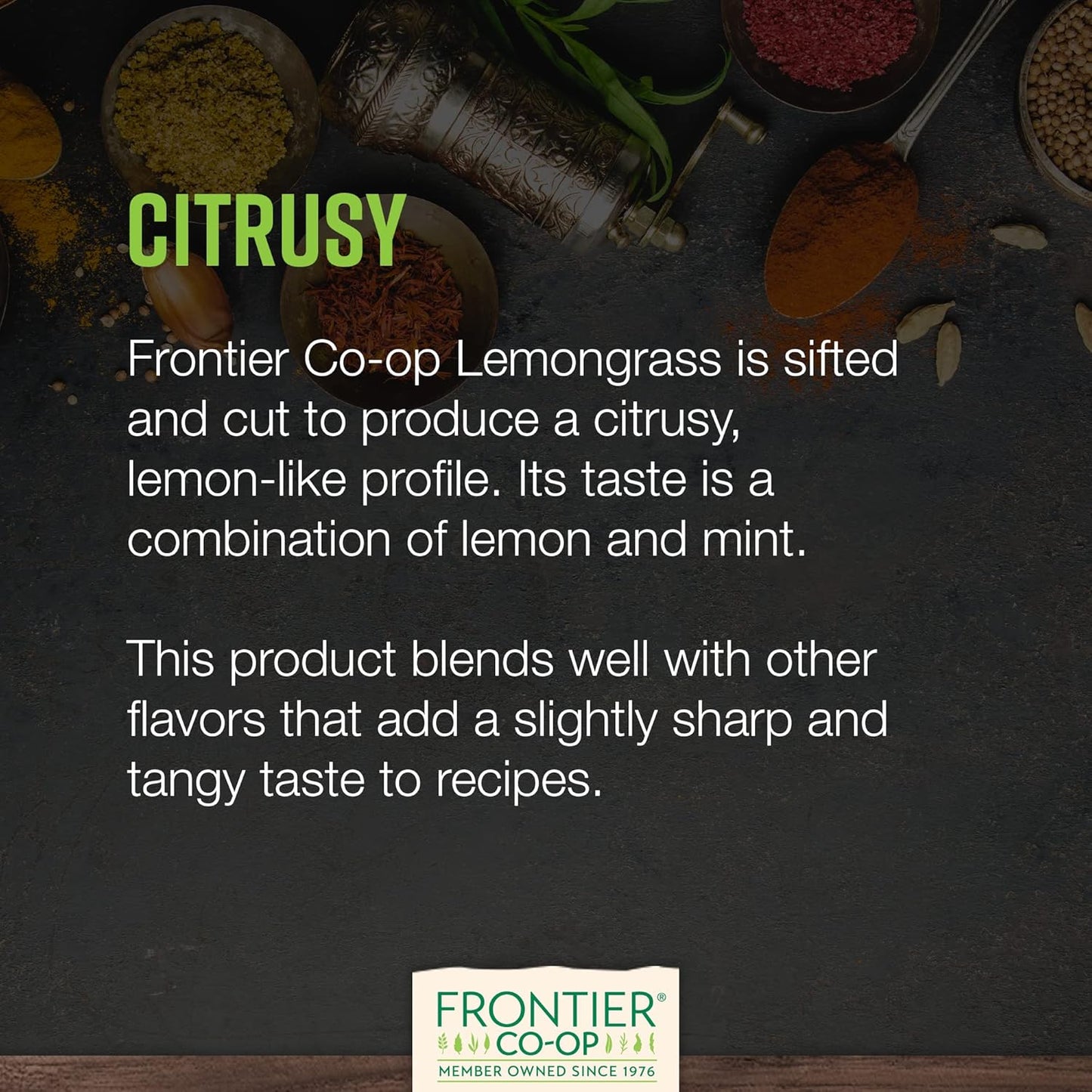 Frontier Co-op Organic Dried Lemongrass, Cut and Sifted, Bulk Bag - 100% Pure, Natural Lemon Grass for Tea, Seasoning | 16 Ounce (Pack of 1)