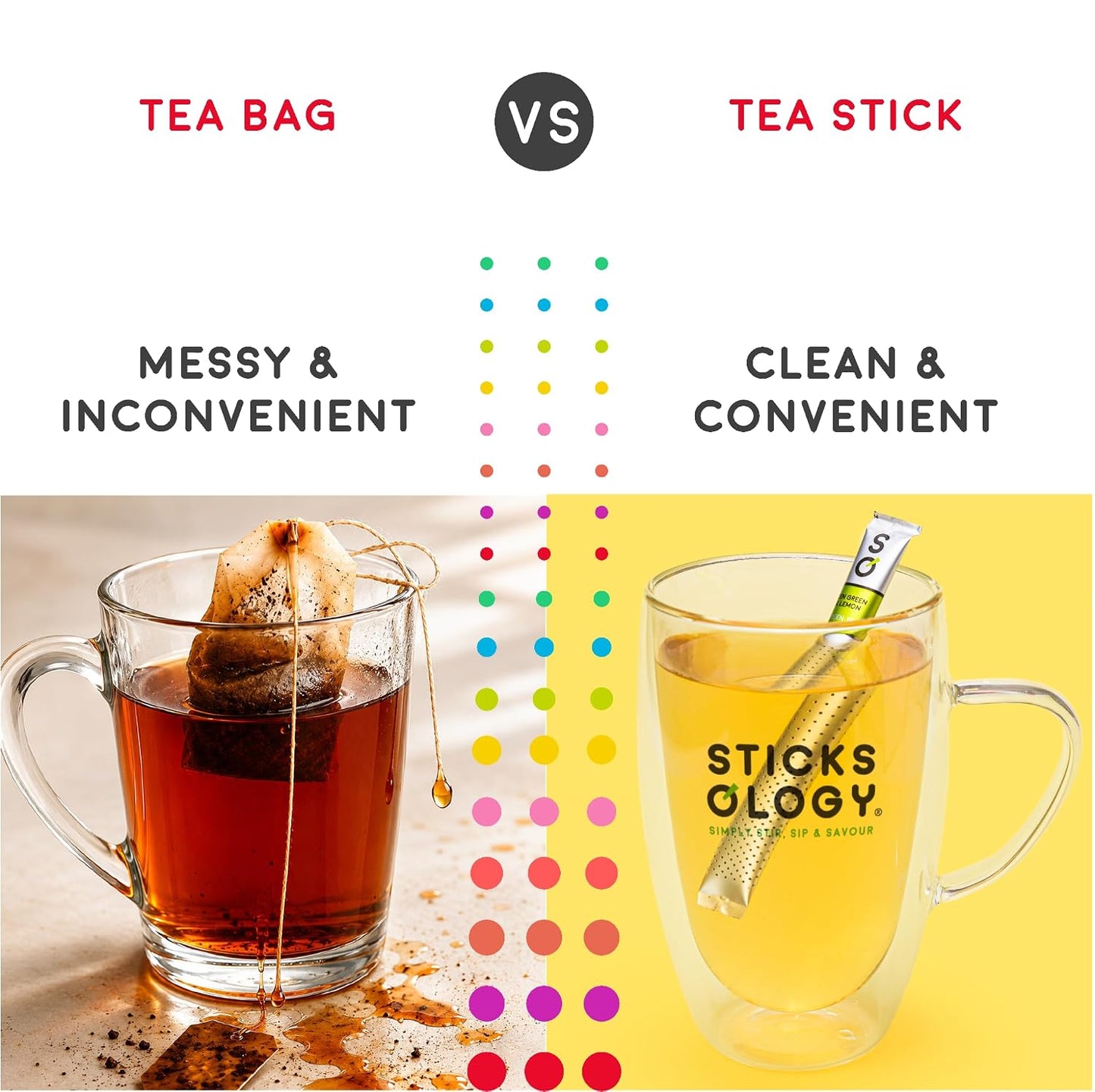 Sticksology Breakfast Brew Tea Sticks – Black Tea Infuser Sticks, Mess-Free Tea Stirrers, Rich Malty Flavor, High Caffeine, 15 Pack