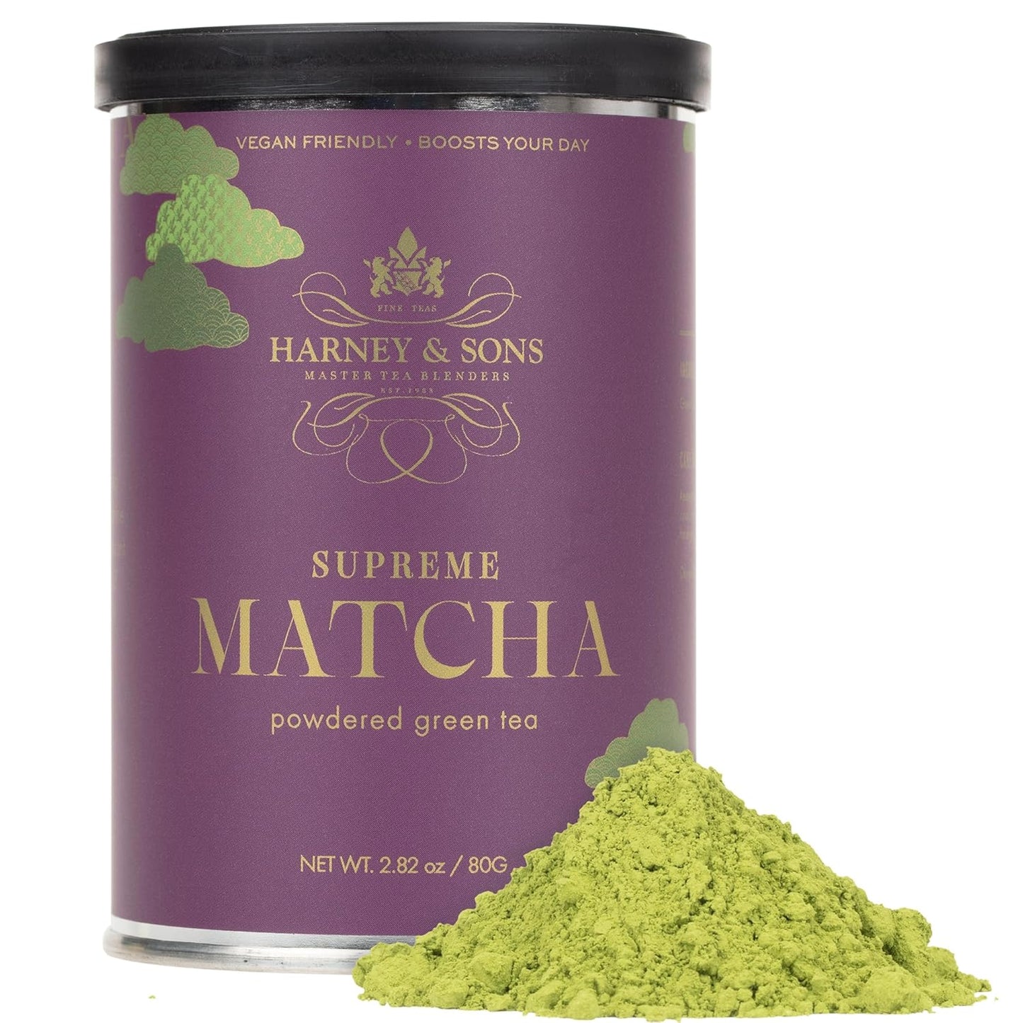 Harney & Sons Supreme Matcha, 80 gram tin, 2.82 ounces, Powdered Green Tea for Everyday, Matcha Lattes, Baking
