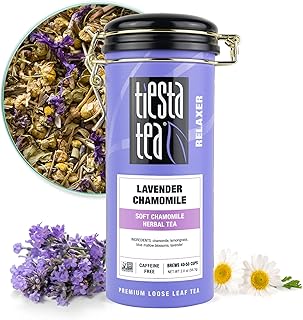 Tiesta Tea - Lavender Chamomile Herbal Tea, Loose Leaf, Calming Blend with Chamomile, Lavender, Lemongrass, Caffeine-Free Herbal, Great for Hot or Iced Brews, Refillable Tin, 50 Cups, 2 Ounce