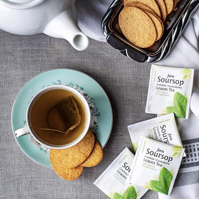 Jans Soursop Tea Bags (50 Count, Full Strength Premium Herbal Tea) Made from 100% Natural & Dried Soursop Leaves