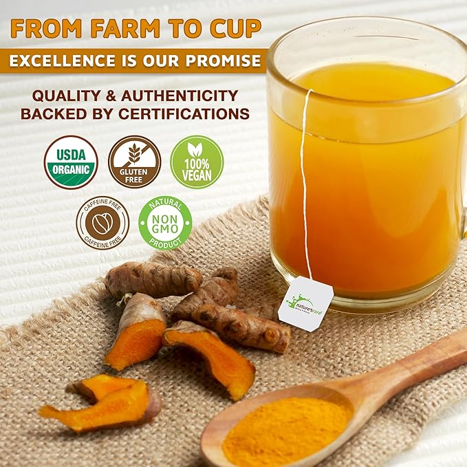 Pure Ceylon Turmeric Brew - 100% Organic Ceylon Turmeric Tea Bags (40 Sachets - pack of 2 – 20 Count PER BOX)