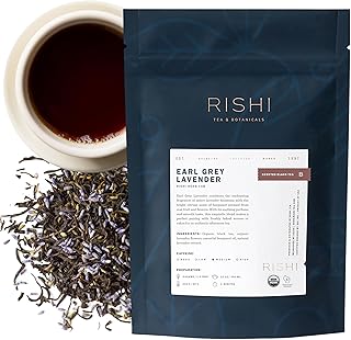 Rishi Tea Earl Grey Lavender Loose Leaf Pure Black Tea - Organic with Bergamot Oil and Lavender Flowers, Energizing & Caffeinated - 4 Ounces, 12+ Servings