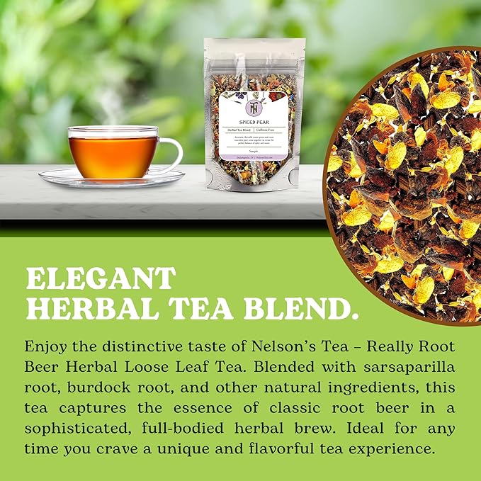 Nelson's Tea Really Root Beer - Caffeine Free Sarsaparilla Root Herbal Loose Leaf Tea; Blend of Flavors like Sarsaparilla, Sassafras Burdock