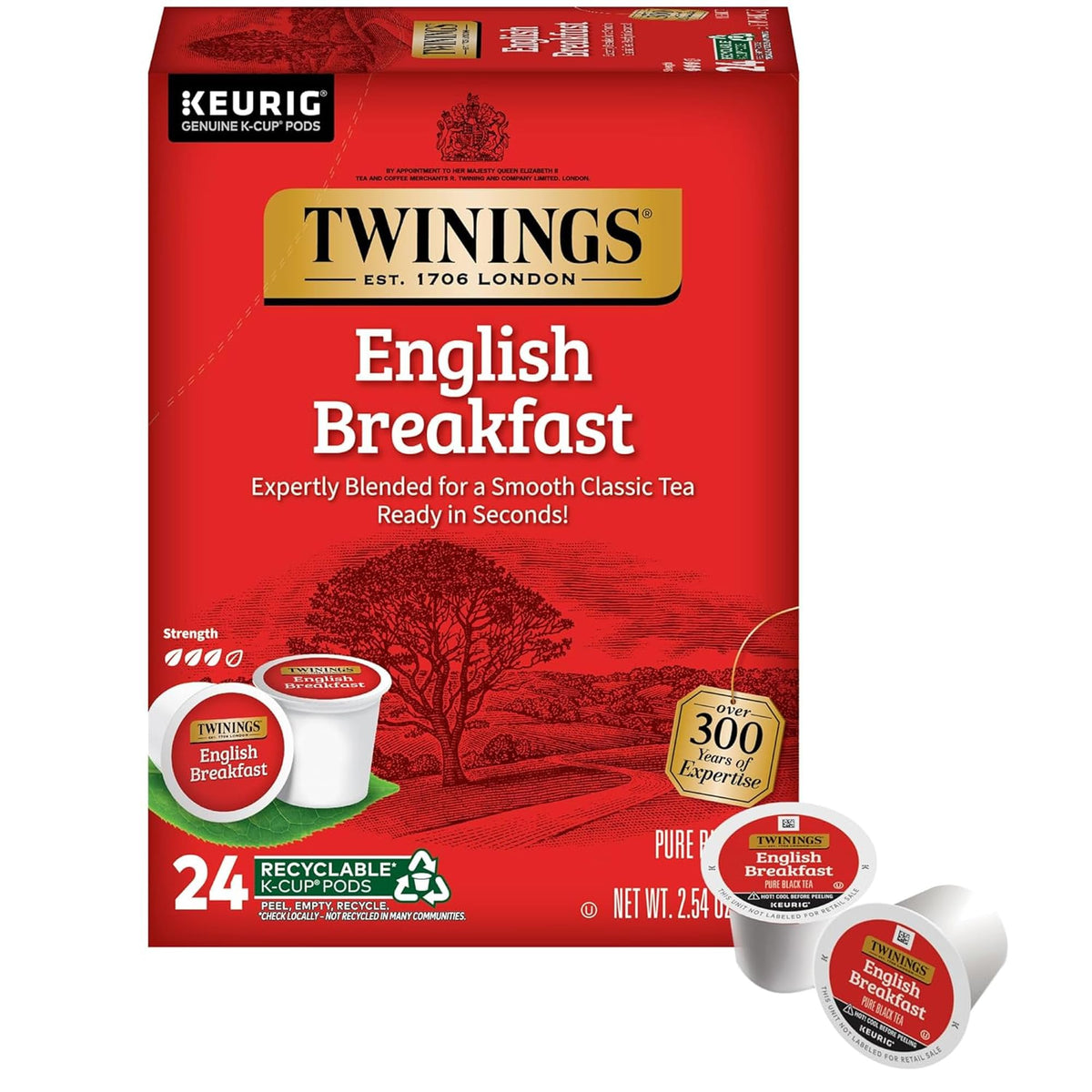 Twinings English Breakfast Black Tea K-Cup Pods for Keurig, 24 Count (Pack of 1), Smooth, Flavourful, Robust, Caffeinate