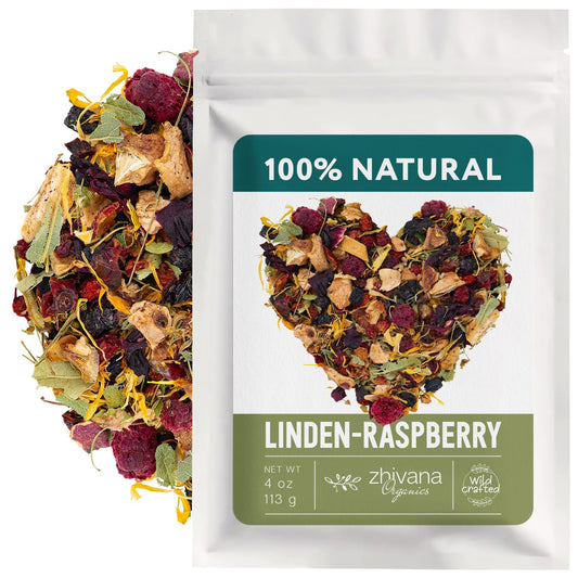 Linden &amp; Raspberry Herbal Tea Loose Leaf 4oz. - Caffeine Free Herbal Blend