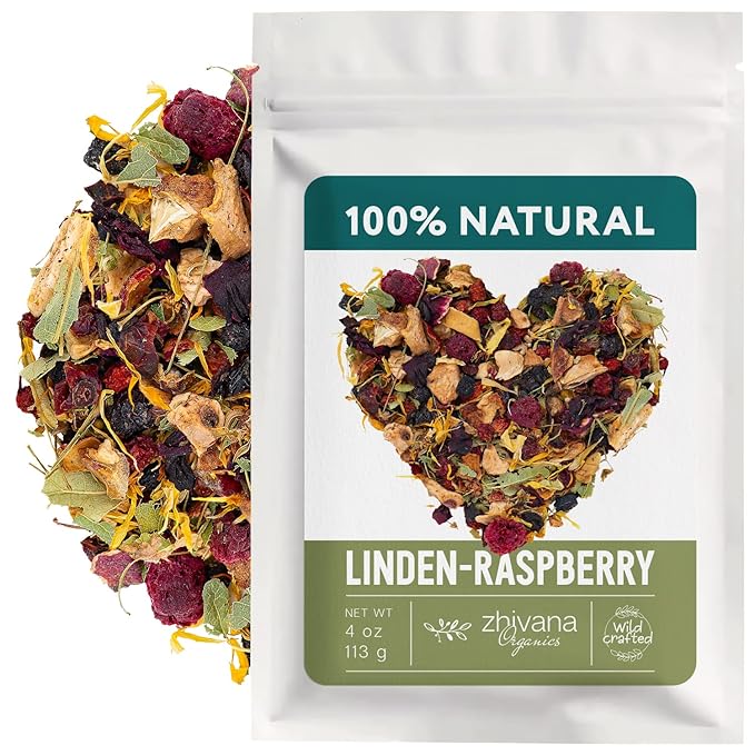 Linden & Raspberry Herbal Tea Loose Leaf – Fruity Tea with Raspberry Leaf & Fruit, Lemon Balm & Elderflower – No Caffeine