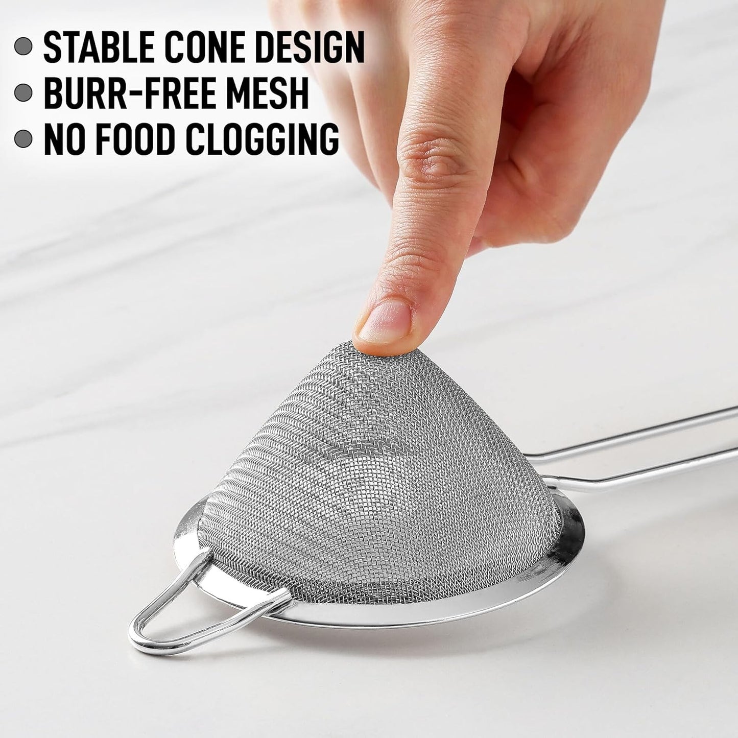 Zulay Kitchen 304 Stainless Steel Fine Mesh Strainer 3.35 in - Strainers Fine Mesh, Tea Strainers for Loose Tea - Perfect for Tea, Cocktails, Juicing, Drinks, Liquids, Matcha, Coffee &amp; More