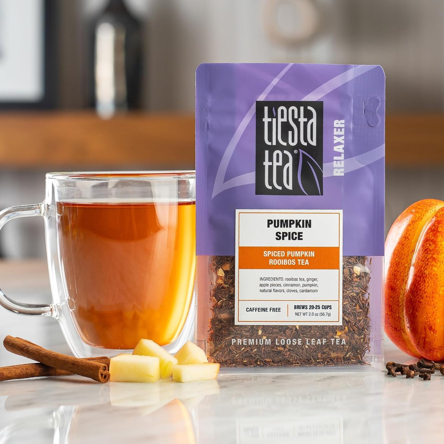 Tiesta Tea - 4 Autumnal Tea Blends, Loose Leaf, Premium Blend | Non-Caffeinated, Make Hot or Iced, Pouch of Pumpkin Spice, Cozy Chai, Chamomile Mint, Meyer Lemon Zest, Pack of 4