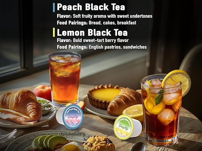 Cozy Up Iced Sweet Fruit Black Tea K-Cup Variety Pack, 36 Count - Compatible with Keurig Brewers, Includes Lemon, Tropical, Berry, Passion Fruit
