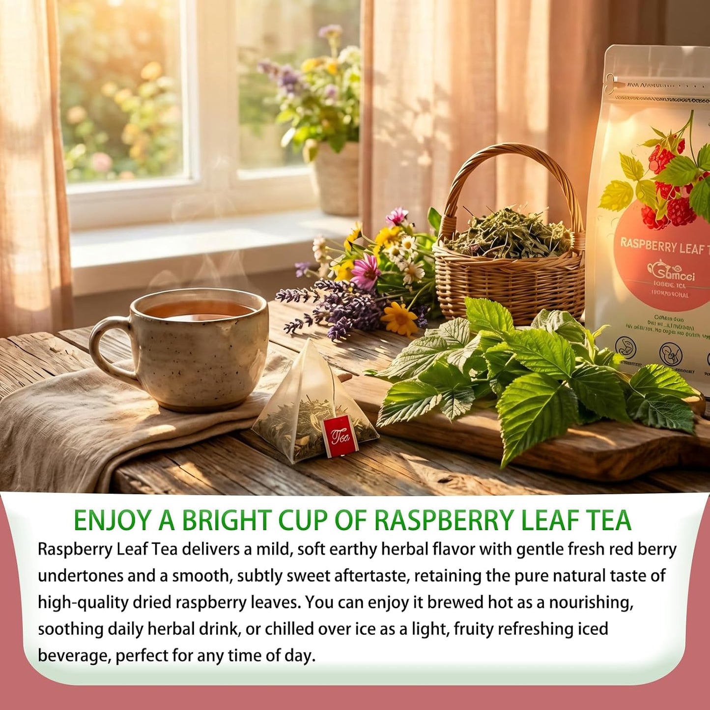 Samcci Raspberry Leaf Tea Bag, 40 Count, Natural Pregnancy Tea