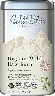 Wild Bliss Organic Wild Hawthorn Leaf & Flower - Caffeine Free Herbal Tea - Heart Health Support - 20 Plant Based Tea Bags