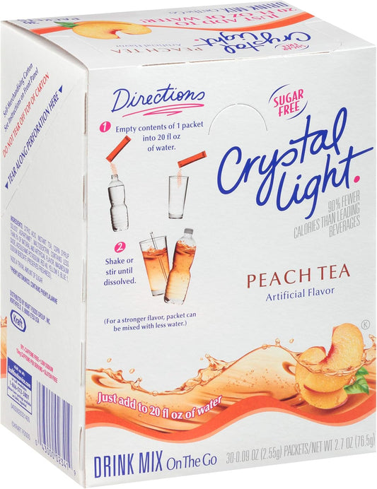 Crystal Light On the Go Single Serve Sugar-Free Peach Tea Mix, 2.7 oz. Packets (120 Count, 4 Packs of 30)