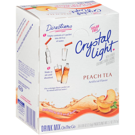 Crystal Light On the Go Single Serve Sugar-Free Peach Tea Mix, 2.7 oz. Packets (120 Count, 4 Packs of 30)