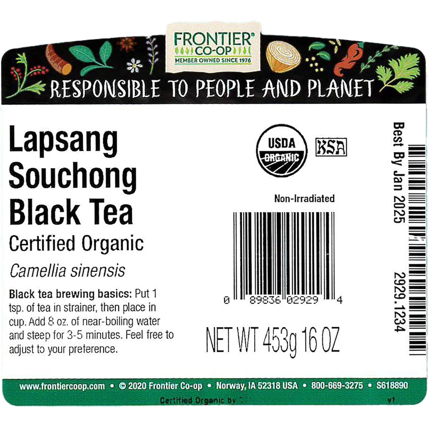 Frontier Natural Foods Products 2929 Lapsang Souchong Organic Tea, 16 Ounce