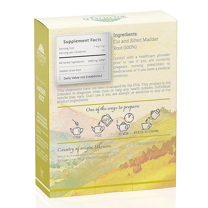 1.8 oz. Madder Root Herb Tea (Rubia Tinctorum) - 50g Dried Cut Madder Roots Herbal Tea Raíz Rubia Más Loca