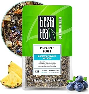 Tiesta Tea - Pineapple Blues, Loose Leaf, Blueberry Pineapple Green Tea, Premium Tropical Blend, Medium Caffeinated Green, Make Hot or Iced, Brews Up to 25 Cups, 2 Ounce Resealable Pouch