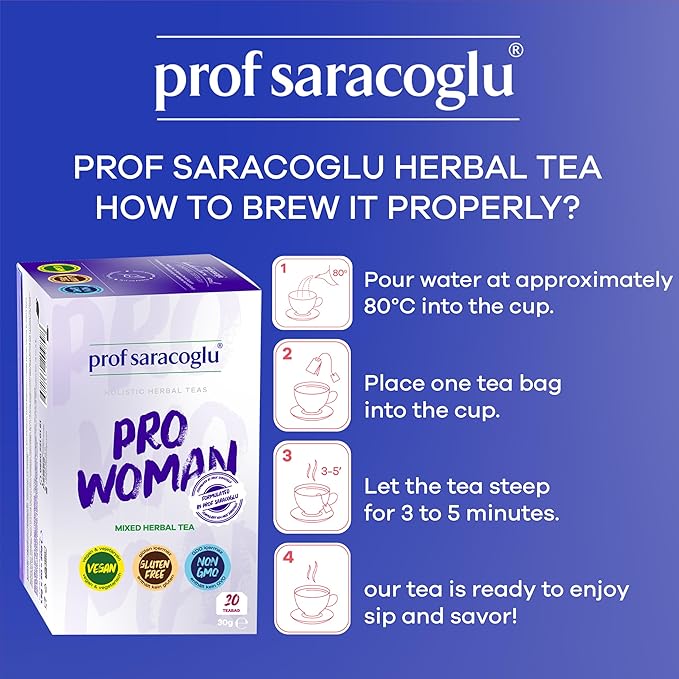 Prof Saracoglu 1 Box Pro-Woman Herbal Tea – Caffeine-Free Herbal Blend with Chamomile and Yarrow, Made for Women’s Daily Routine