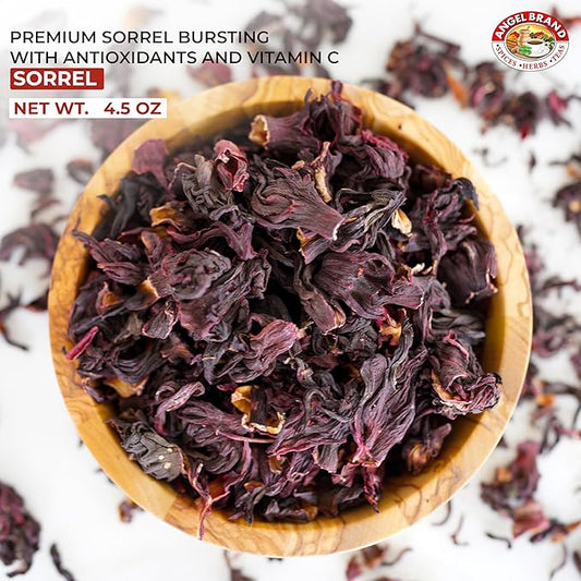 Angel Brand Dried Sorrel Hibiscus Flowers 4.5 oz Pouch Pack of 2 - Discover Rich Flavor & Aroma of Healthful Delights with Hibiscus Tea Loose Leaf