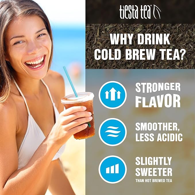 Tiesta Tea - Fruity Paradise Cold Brew, Loose Leaf, Strawberry Pineapple Green Tea, Medium Caffeinated, Cold Brew Packets, Makes 64 oz of Pitcher Per Bag (Pack of 10)