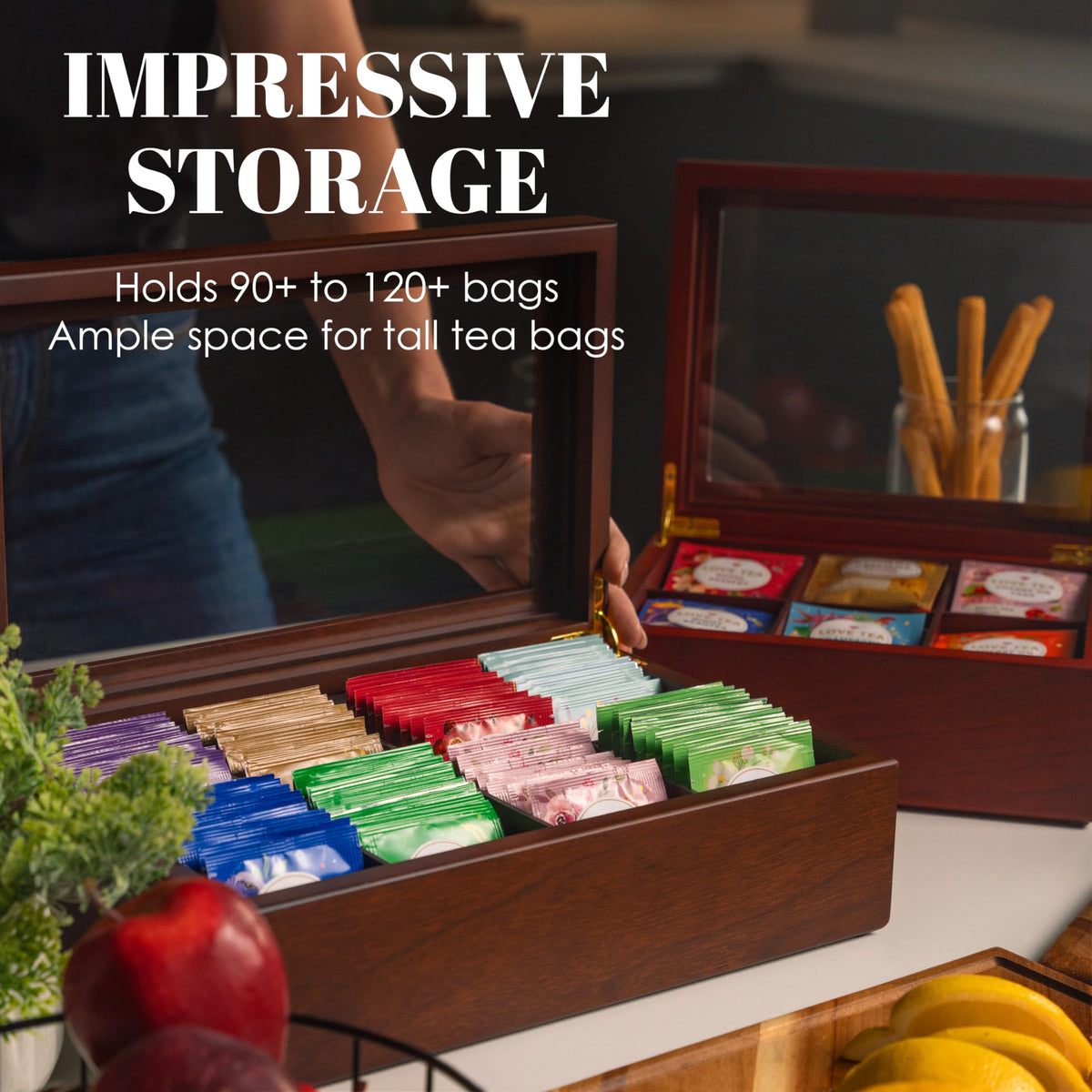 Apace Living Tea Box - Luxury Wooden Tea Bag Organizer from The Apace Premier Collection