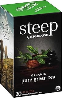 steep Organic Pure Green Tea, Caffeinated, 20 Count (Pack of 6), 120 Tea Bags Total