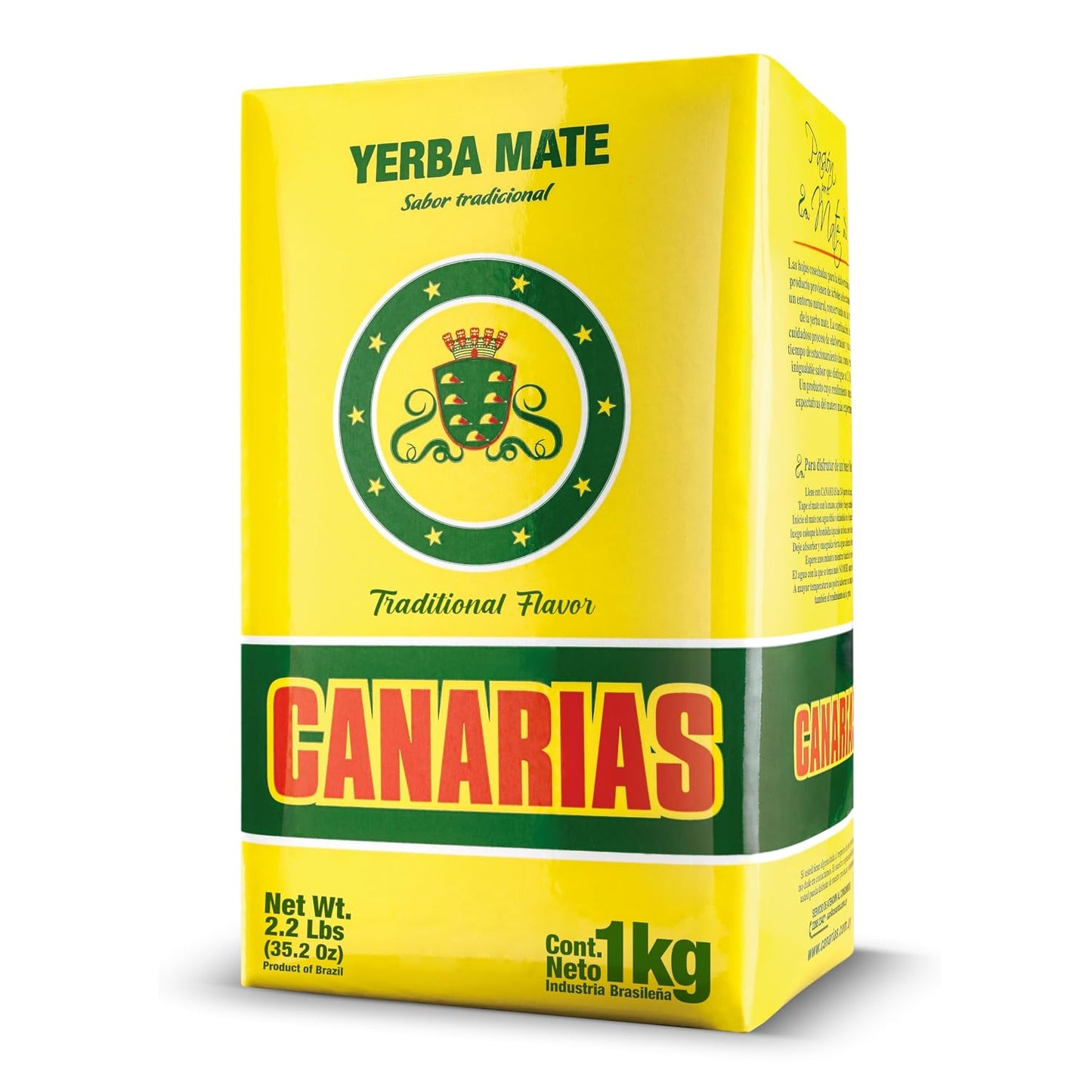 Canarias Yerba Mate Traditional Ground Leaf Tea 1kg - 2.2Lbs | Fine Cut No Stems Rich and full-bodied mate made for gourd and bombilla preparation with a classic Uruguayan profile.