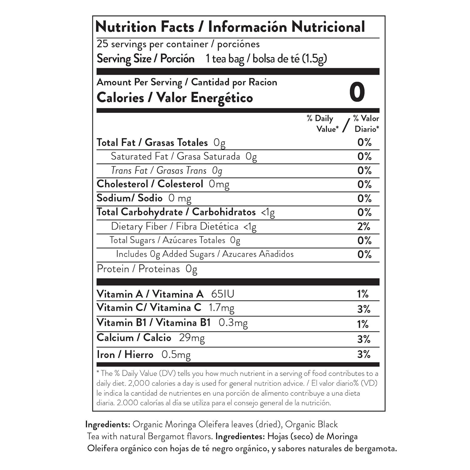 Miracle Tree - Organic Moringa Superfood Tea, 25 Individually Sealed Tea Bags, Earl Grey (Keto, Detox, Energy & Immunity Booster, Vegan, Gluten-Free, Organic, Non-GMO, Caffeine-Free)