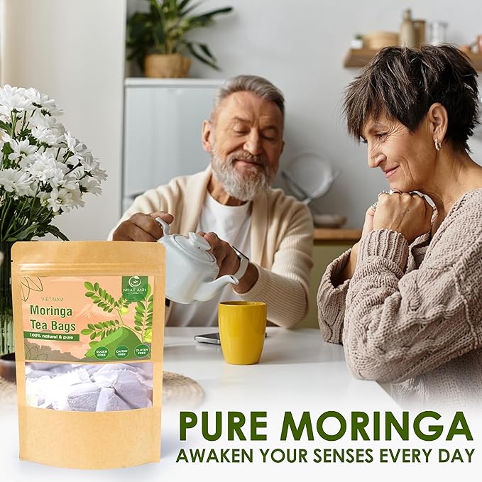Nhat ANH Farm - Premium Moringa Tea Bags, 40 Tea Bags, 100% Natural Dried Moringa Leaves, Naturally Sweet Herbal Tea, Sugar-Free, Caffeine-Free