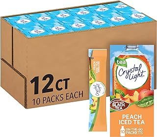Crystal Light Drink Mix, 120 Packets, for Convenient On-the-Go Flavorful Hydration, Artificially Flavored Peach Iced Tea, Zero Sugar, 0.07 oz each