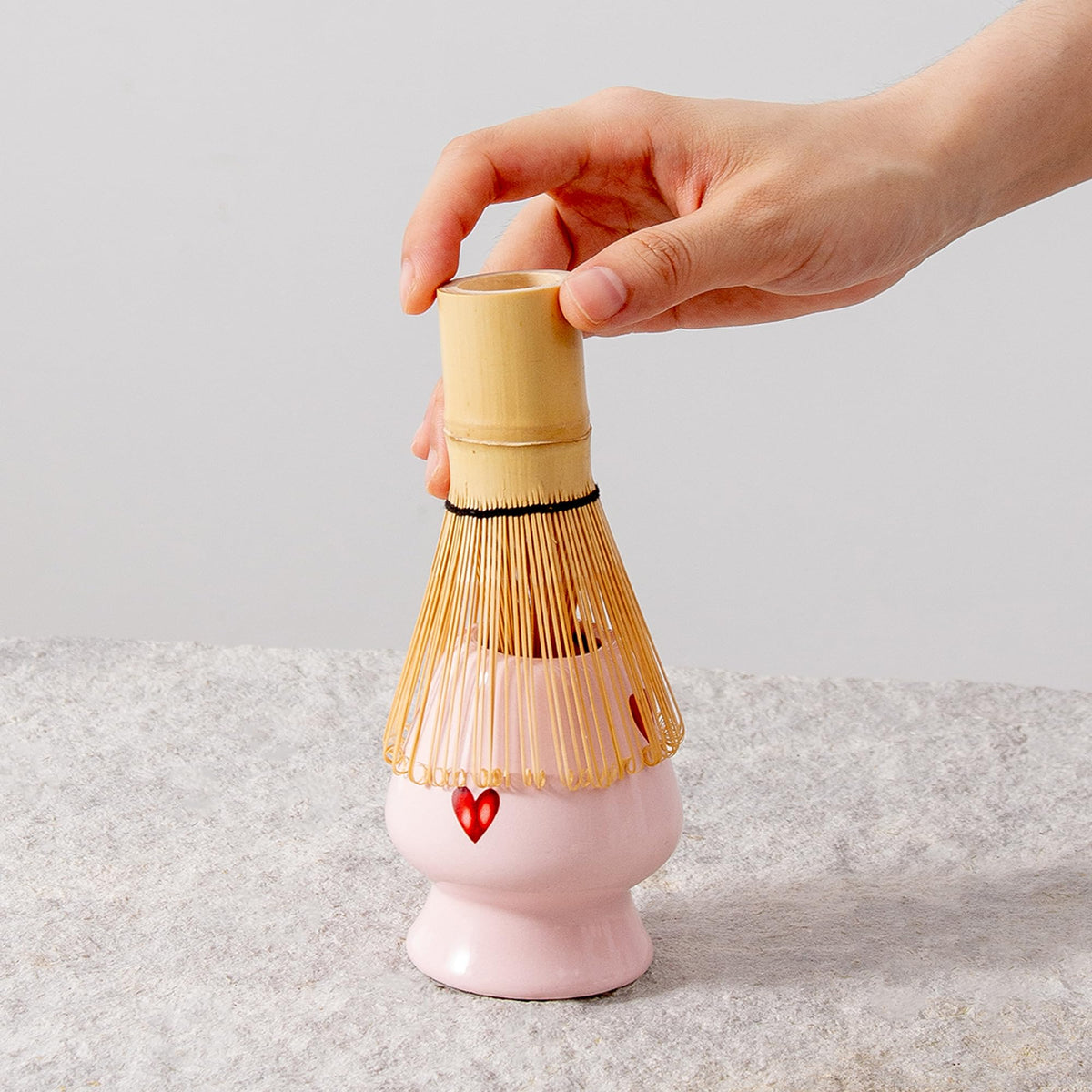 YumiPLUS 5pcs Matcha Set with Bamboo Whisk, Pink Love