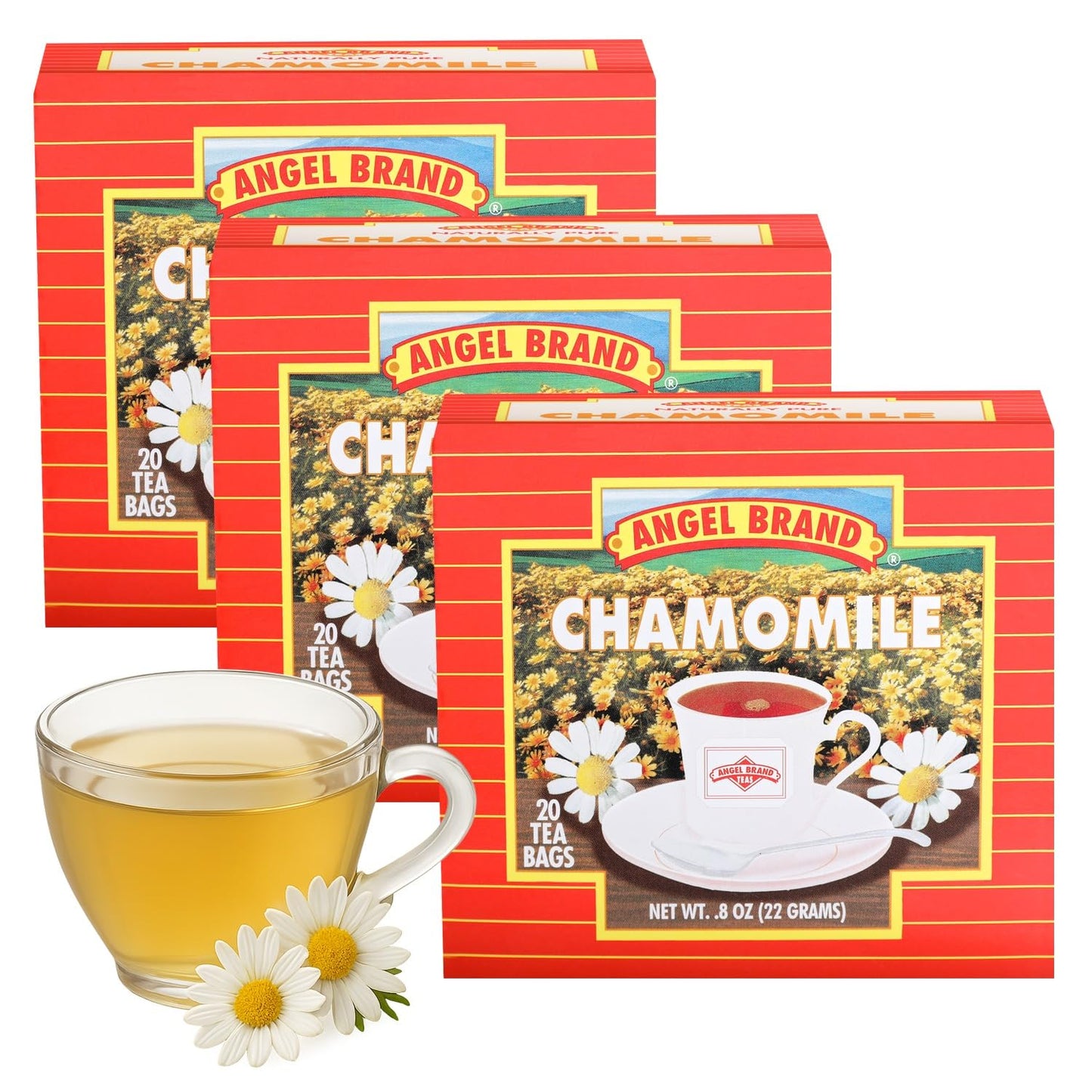 Chamomile Tea Bags | 20 Count | 3 Pack | Caffeine-Free &amp; Soothing