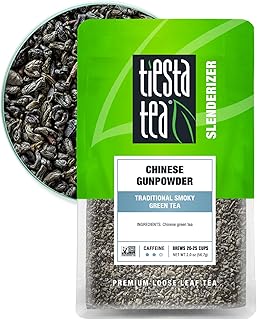 Tiesta Tea - Chinese Gunpowder, Loose Leaf, Traditional Smoky Green Tea, Premium Aromatic Blend, Medium Caffeinated Green, Make Hot or Iced Brews Up to 25 Cups, 2 Ounce Resealable Pouch