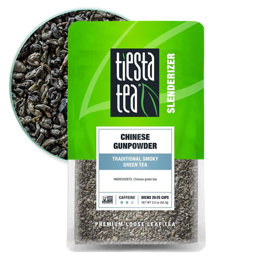 Tiesta Tea - Chinese Gunpowder, Loose Leaf, Traditional Smoky Green Tea | Premium Aromatic Blend, Medium Caffeinated Green, Make Hot or Iced Brews Up to 25 Cups, 2 Ounce Resealable Pouch