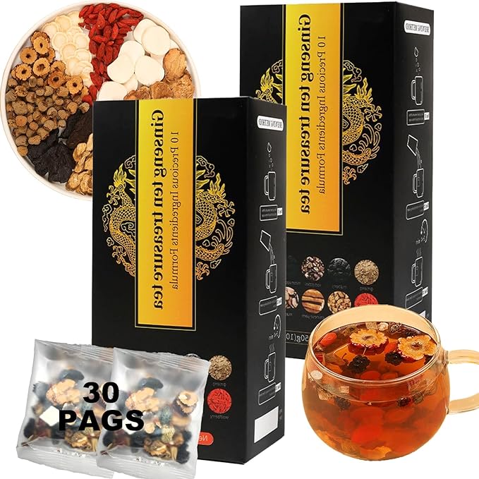 Herbal Tea Formula Ginseng Six Treasure Tea - Natural Chinese Traditional Herbal Ginseng Five Treasures Herbal Tea Teabag For Men Women (B-10g x 30