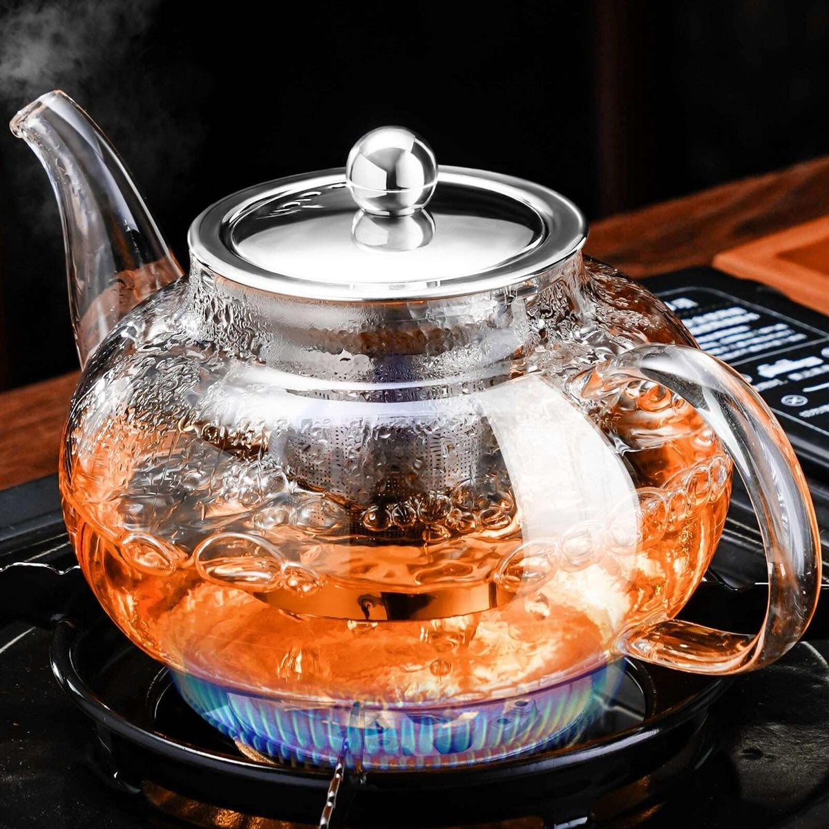 PARACITY Tea Pot for Stove, 20 oz Stovetop Clear Glass Teapot with Infuser