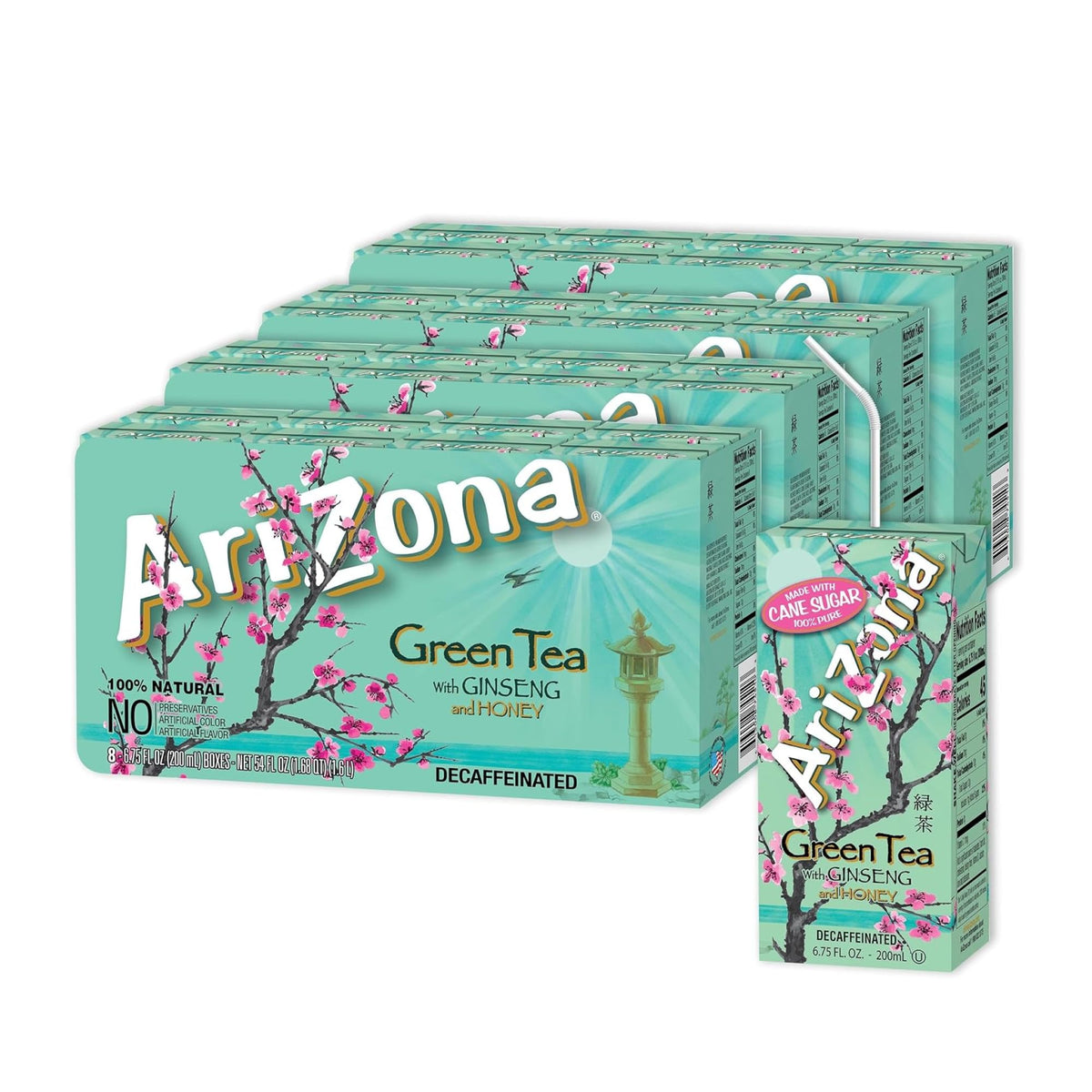 AriZona Green Tea, Drink Boxes | Cane Sugar | 6.75 fl oz (32 Pack)