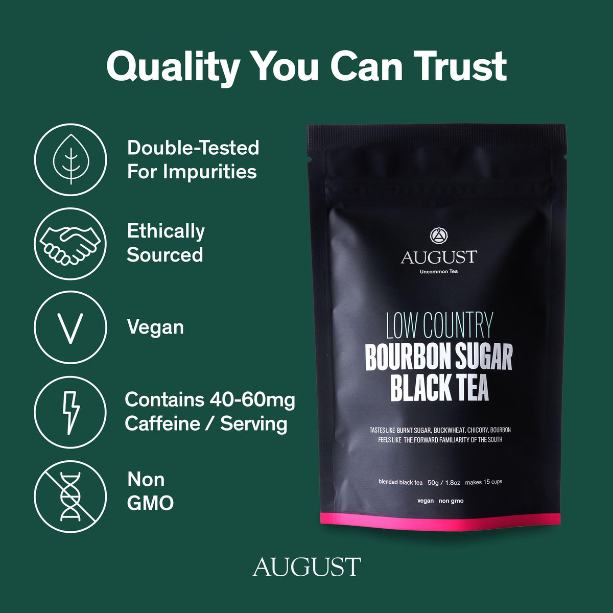 August Uncommon Tea August Uncommon Low Country Bourbon Sugar Black Tea (1.75oz Pouch)