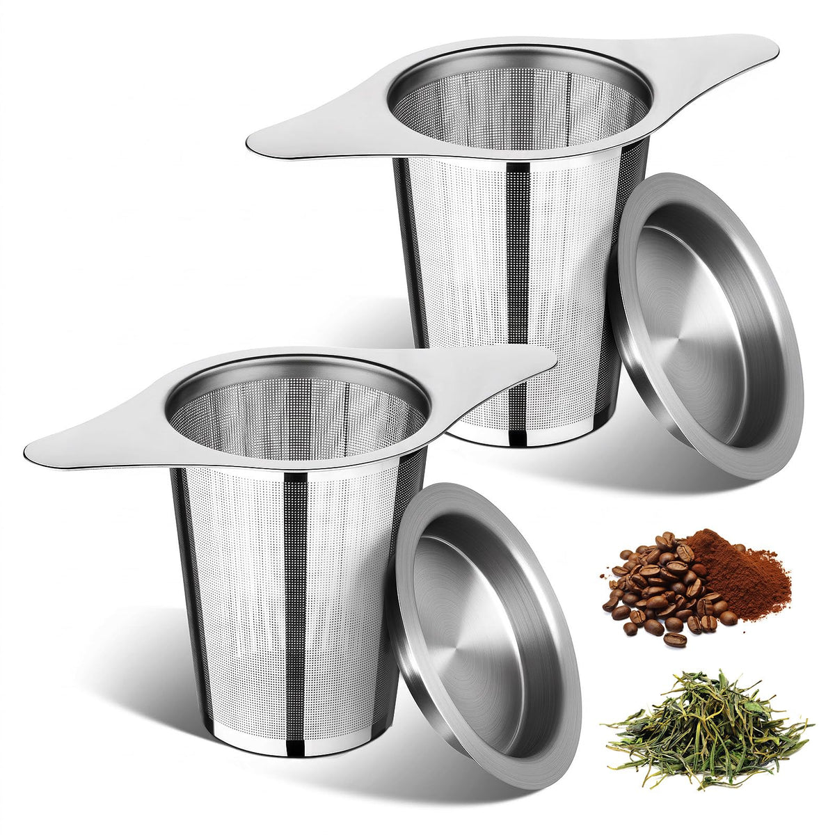 FrutPunch 2 Pack Loose Leaf Tea Infuser with Lid, Ultra-Fine Mesh