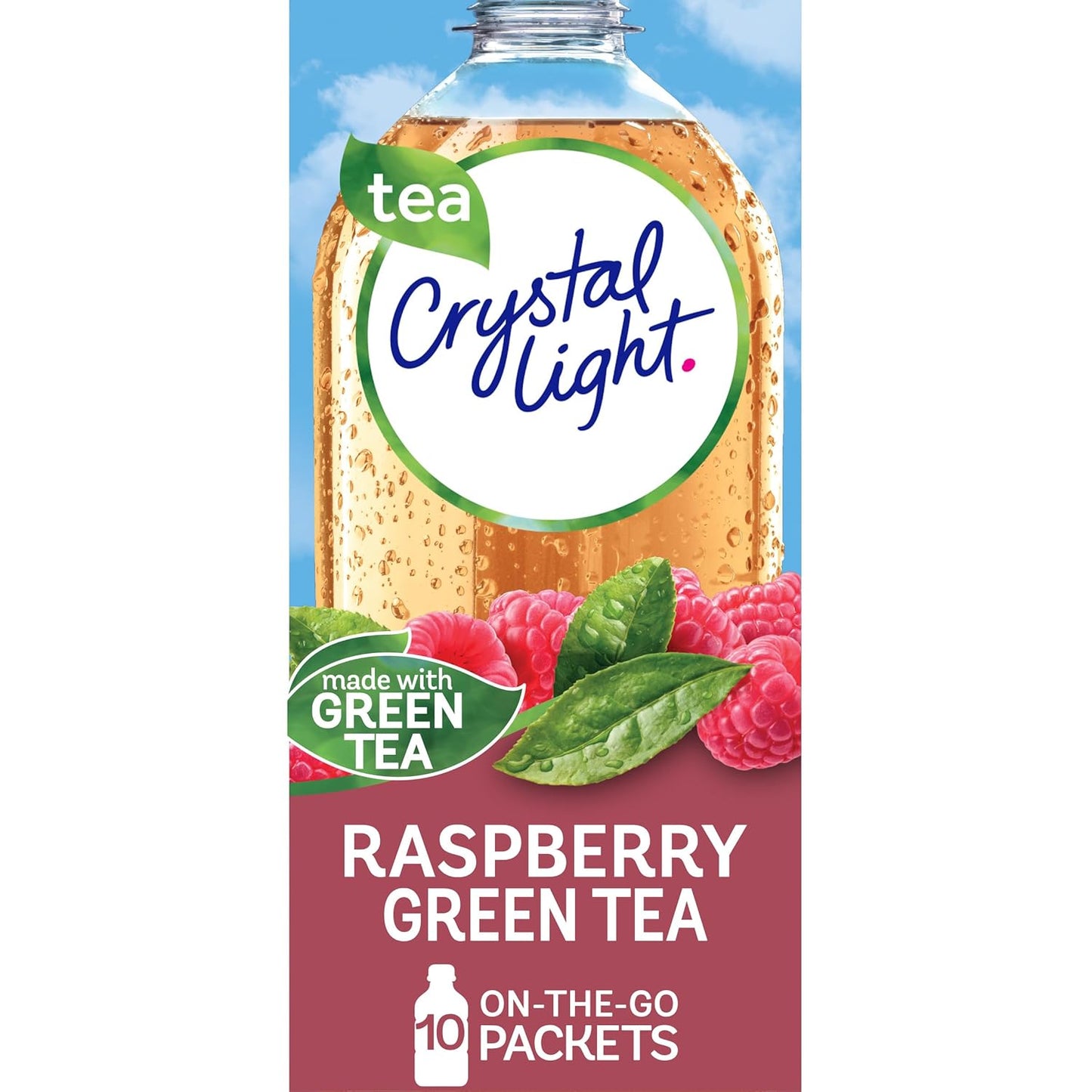Crystal Light Raspberry Green Tea Naturally Flavored Powdered Drink Mix, 10 ct On-the-Go-Packets