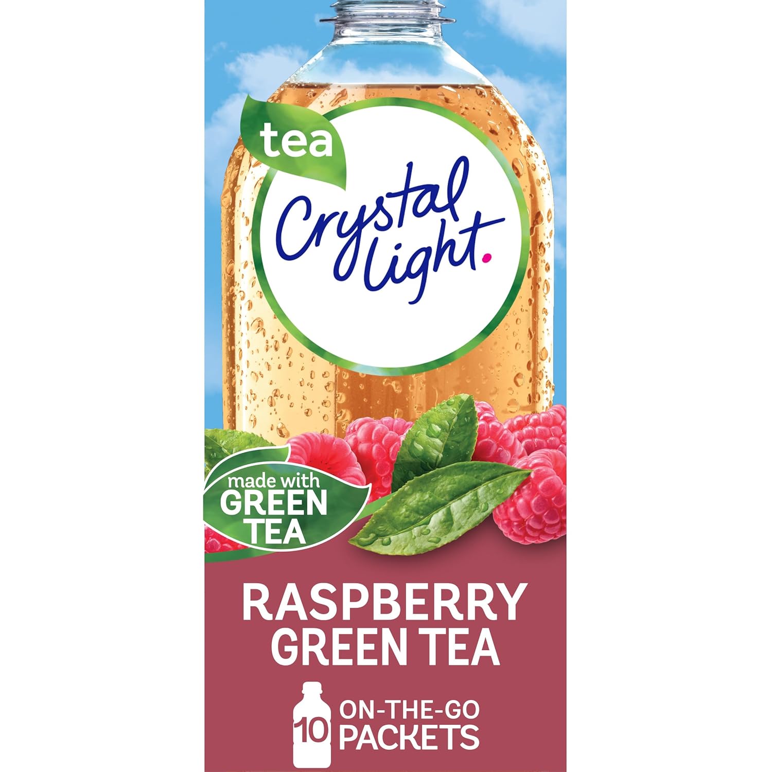 Crystal Light Raspberry Green Tea Naturally Flavored Powdered Drink Mix, 10 ct On-the-Go-Packets