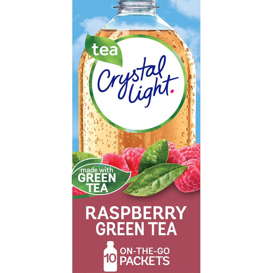 Crystal Light Raspberry Green Tea Naturally Flavored Powdered Drink Mix, 10 ct On-the-Go-Packets