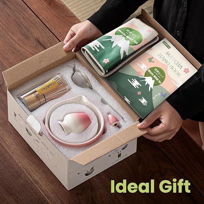Clay&Fire Matcha Whisk Set, 9 pcs Ceramic Matcha Set, Gifts for Women,Matcha Bowl with Spout and Whisk, Matcha Kit for Matcha Lovers