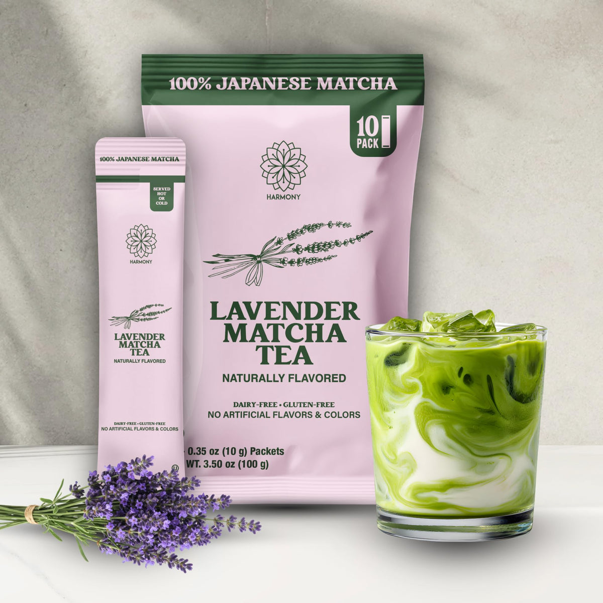 Harmony Proteins Harmony Premium Japanese Lavender Matcha Tea, 10 Sticks