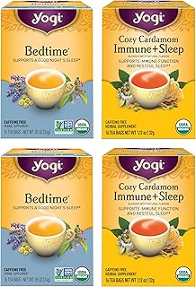 Yogi Tea Sleep & Immunity Variety Pack (4 Pack, 16 ea) - Supports a Good Night's Sleep - Organic Caffeine-Free Teas