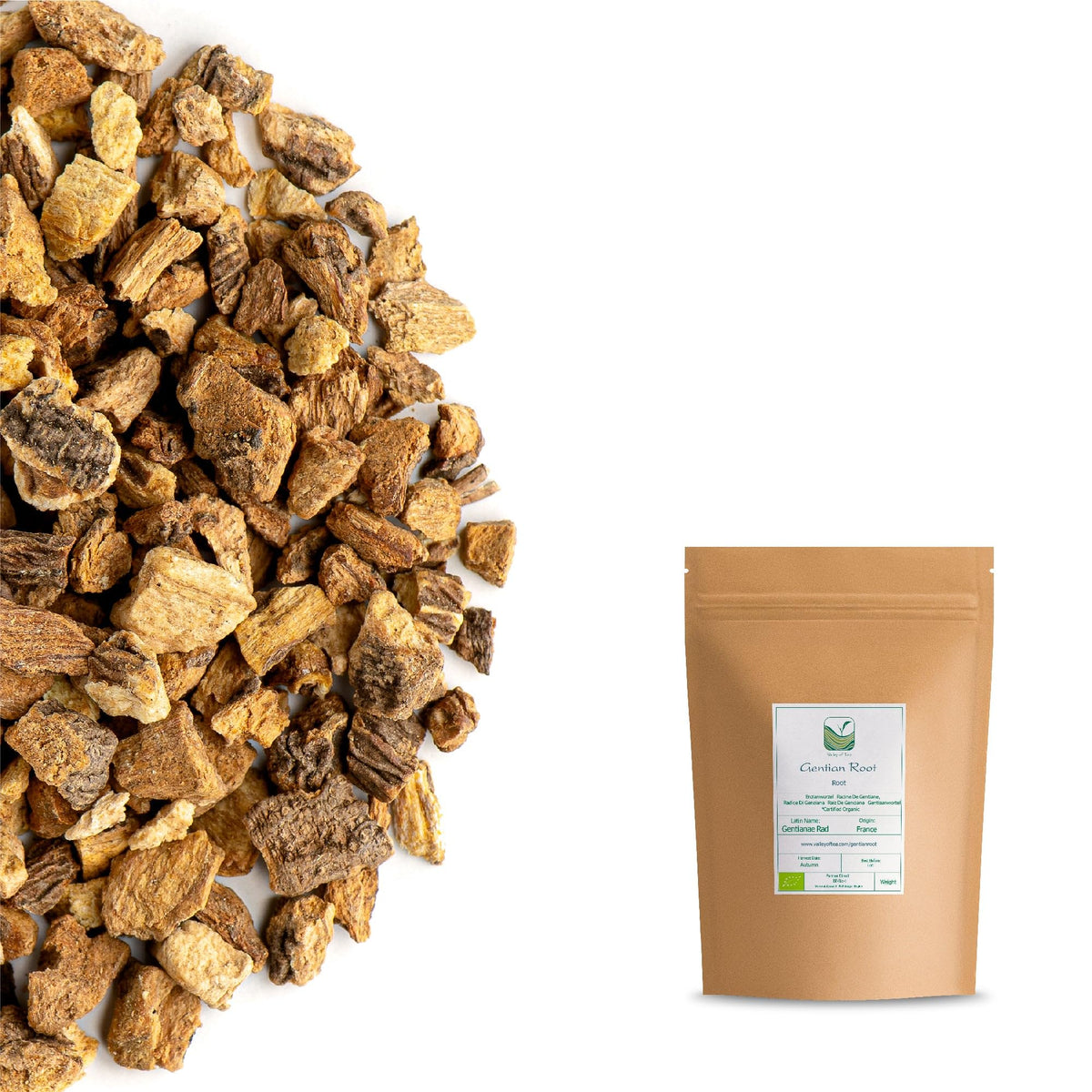 Valley of Tea Gentian Root Organic Dried Whole Root - Herbal Tea and Aromatic Bitters