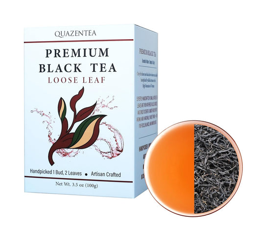 Quazentea Premium Black Tea Loose Leaf 3.5oz (100g) – 100% Natural, Fruity Aroma, Smooth, Tasty & Slightly Sweet