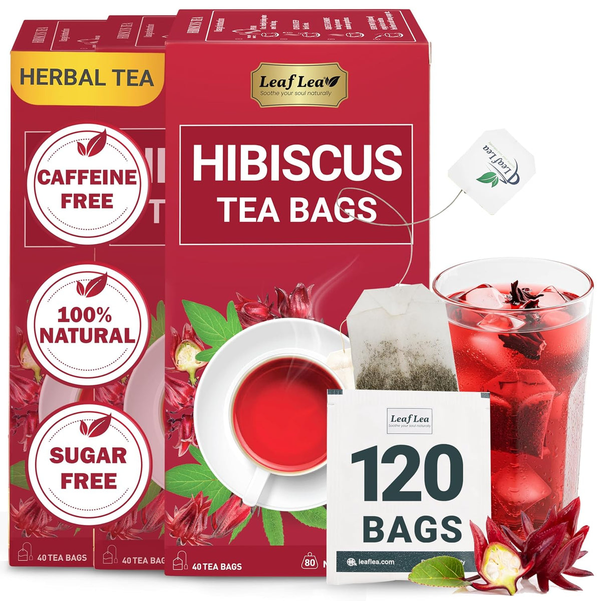 LeafLea 120 Hibiscus Tea Bags