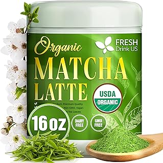 FreshDrinkUS, Matcha Latte Powder 16 oz – Premium Japanese-Style Blend for Smooth, Creamy Matcha Drinks – Perfect for Lattes, Baking, Smoothies & Daily Enjoyment. Vegan