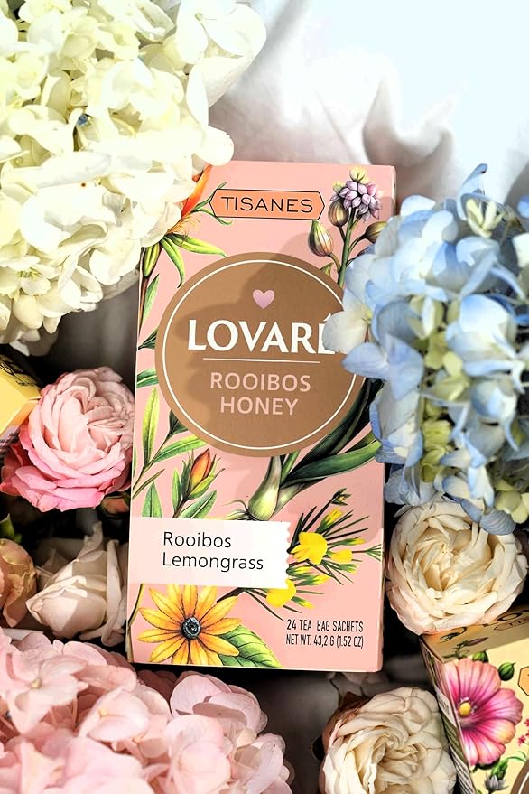 Lovare Rooibos Honey Tea – Smooth & Naturally Sweet Herbal Blend with Rooibos, Honey & Flowers – Caffeine-Free